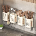 1-Piece Kitchen Utensil Rack-Multifunctional Draining Chopstick Holder,Wall-Mounted Or Freestanding Cutlery Storage Box, Plastic. 