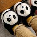 Comfortable Panda Slippers Decoration, Handcraft, Craft Ornament, Clothing, Warmer, Floor, 1 Pair, Cute Shoes for Bedroom, Baby, Girls, Kids Toddler , Foot 19.5cm, Black. 