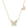 cute lovely aminimal design micro pave cz 2pc butterfly charm necklace trendy women jewelry. 