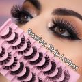 Russian Strip Lashes 10 Pairs 3D Faux Mink Lashes Natural Eyelashes Dramatic False Eyelashes Makeup Wholesale Eyelash Extension. 