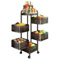 5 Tier Square Vegetable & Fruit Organizer Basket 360-Degree Rotating Moveable Rack for Kitchen Storage Baskets. 