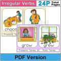 20 Groups Irregular Verbs Memory Game for Baby Kids Grammar Learning English Cards Flashcards Worksheet Printable PDF Files. 