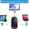 RGB Wireless Mouse - Slim & Silent 7 Colour LED Lights - Transparent & Black Body - Dual Mode 2.4G & Bluetooth Rechargeable Portable Optical Office Mouse With USB Receiver - 3 Adjustable DPI Levels for Notebook, PC, Computer, MacBook. 