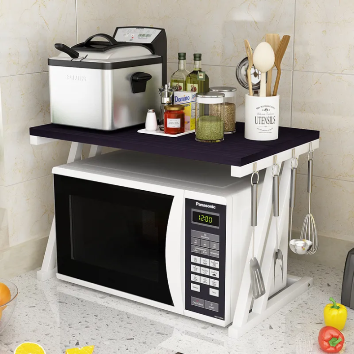 Oven Rack Frame Microwave Oven Rack z shape frame and wooden top | Daraz.pk
