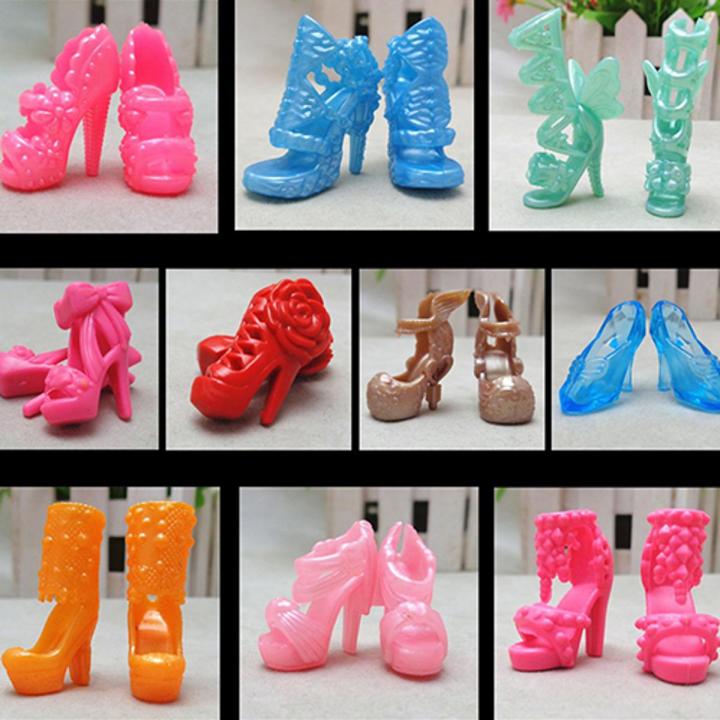 10 Pairs Super Cute Mixed Style Wedding Fashion Shoes for Doll Christmas Gift