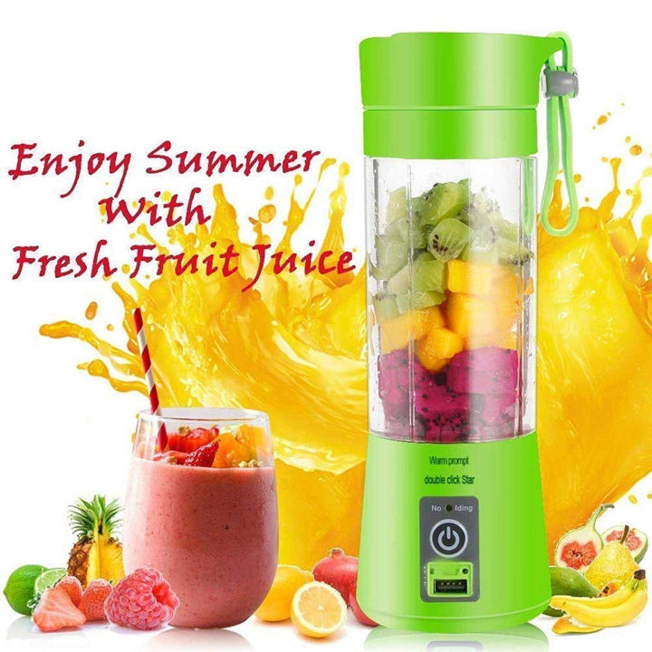 USB Rechargeable Juicer Blender 4 Blades Electric Blender Mini Portable Personal Size Juicer Cup USB Rechargeable Mixer 380ml Food Grade Water Bottle Portable Fruit Juicer Machine