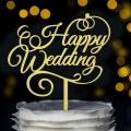JUST NIKAHFIED / HAPPY WEDDING Acrylic Cake Topper For Wedding Celebration and Decoration Supplies,-(K.S.). 