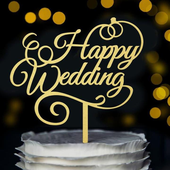 JUST NIKAHFIED / HAPPY WEDDING Acrylic Cake Topper For Wedding Celebration and Decoration Supplies,-(K.S.)