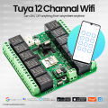12 Channal tuya Smart wifi switch 12v dc 10A Home automation device Wireless Relay Switch Module APP Smart Home Automation Module. 