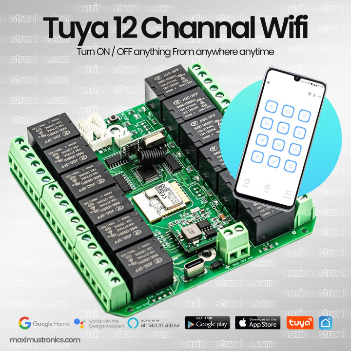 12 Channal tuya Smart wifi switch 12v dc 10A Home automation device Wireless Relay Switch Module APP Smart Home Automation Module