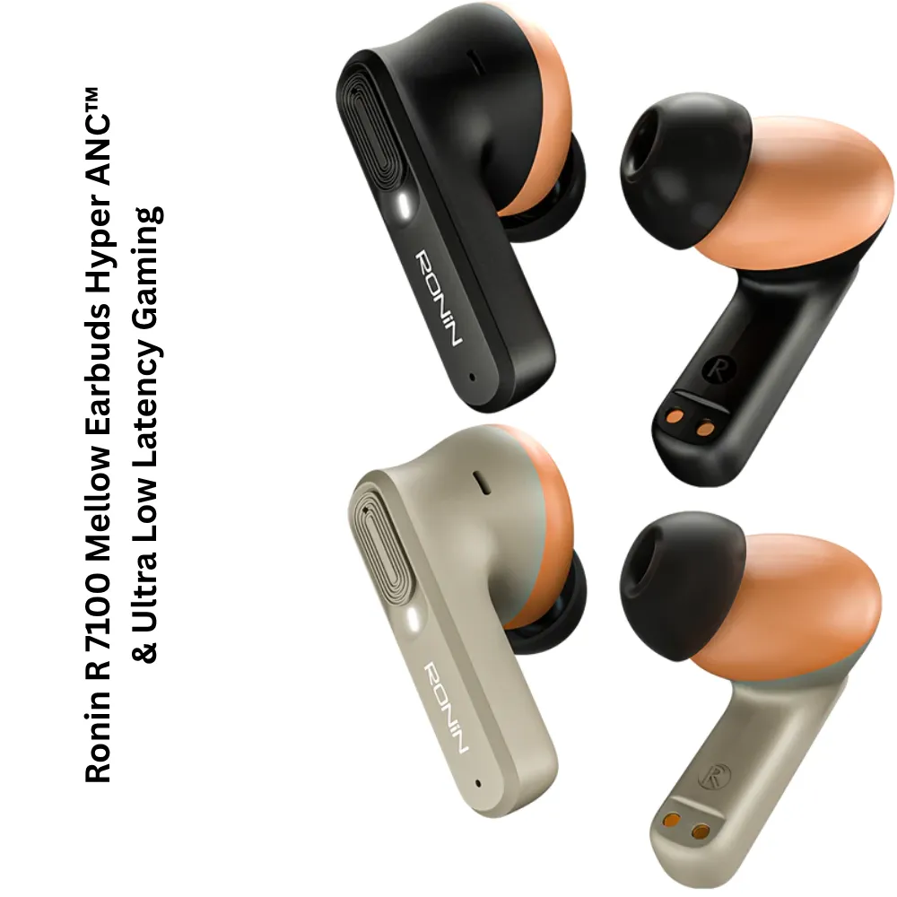 Ronin R-7100 Mellow | ANC + ENC | 45ms Low Latency | Bluetooth 5.3 | App-Supported True Wireless Earbuds