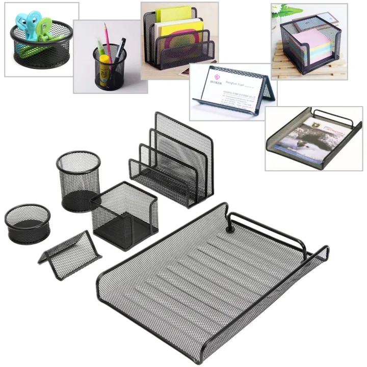 Metal%20Mesh%20Executive%20Desk%20Organizer%20Set%20of%206%20Pcs%20For%20Home%20and%20Office%20Use%20-%20Image%203