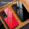 Biruiqu For VIVO Y28 Shockproof Tempered Glass Back Soft Silicone Edge Black Case Cover Casing. 