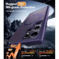 Torras UPRO Ostand Spin Series Magsafe Compatible Phone Case for Samsung Galaxy S24 Ultra – Dark Purple. 
