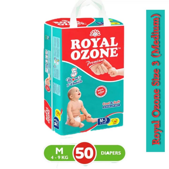 Royal Ozone Premium Baby Diapers - Medium (4-9 kg) - 50 Pcs