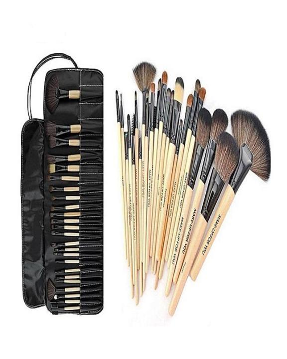 24pcs%20Makeup%20Brush%20Set,%2024%20Professional%20Makeup%20Brushes%20Kit%20Wooden%20Handle%20With%20Leather%20Pouch%20(Black)%20-%20Image%202