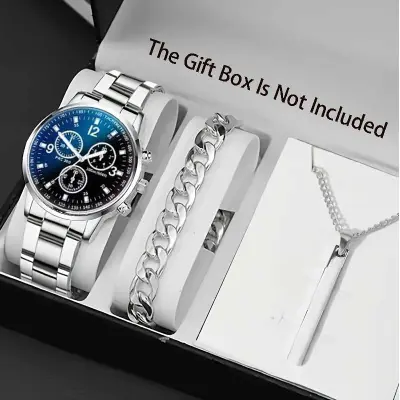 Pack of 3 Watch Gift pack, Chain Bracelet, Bar Locket Set watch for Men/Boys - Gift Pack