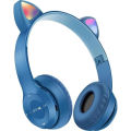 New Cat Headphone Wireless Bluetooth Headphone Headset Cat Ear LED Light Up Wireless Head phones for Mobile Phone PC or Laptop, Children/Kids Headphone, Cat Ear Headphones Kids Headset Young Glowing Girls/Women Headphones. 