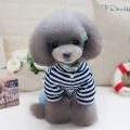 SELMAI Stripe Pet Outfits for Small Dog Shirt Top Denim Pants Doggie Casual Wear Poodle Chihuahua Clothes Outfits Clothes Apparel Blue XL. 
