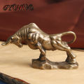 Retro Copper Animal Home Decor Brass Wall Street Bull Sculpture Animal Statue Miniature Figurine Office Desk Home Decoration. 
