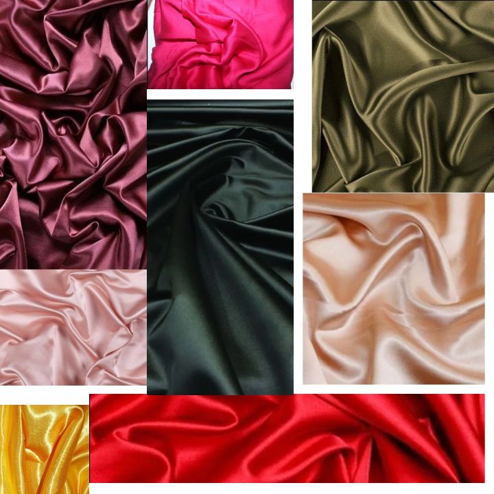 Plain Pure Silk Fabric High Quality Satin Unstitched Multi-color