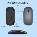 RGB Wireless Mouse - Slim & Silent 7 Colour LED Lights - Transparent & Black Body - Dual Mode 2.4G & Bluetooth Rechargeable Portable Optical Office Mouse With USB Receiver - 3 Adjustable DPI Levels for Notebook, PC, Computer, MacBook. 