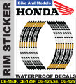 Wheel Stickers for HONDA CG125, CD70 Rim Reflector Tape Motorcycle Decals Graphics 17". 