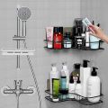 Self-Adhesive Corner Metal Rack for Bathroom Storage Shelves, Bathroom Storage Rack Corner, Bathroom Corner Shelf Organizer Storage, Bathroom Shelf/Shelves Corner, Pack Of 1 - Black. 