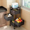 Dream Enterprises 4 & 5 Layer Round Rotating Fruits & Vegetables Storage Shelves Basket Rolling Rack with Breakable Wheels for Kitchen Bathroom Office. 