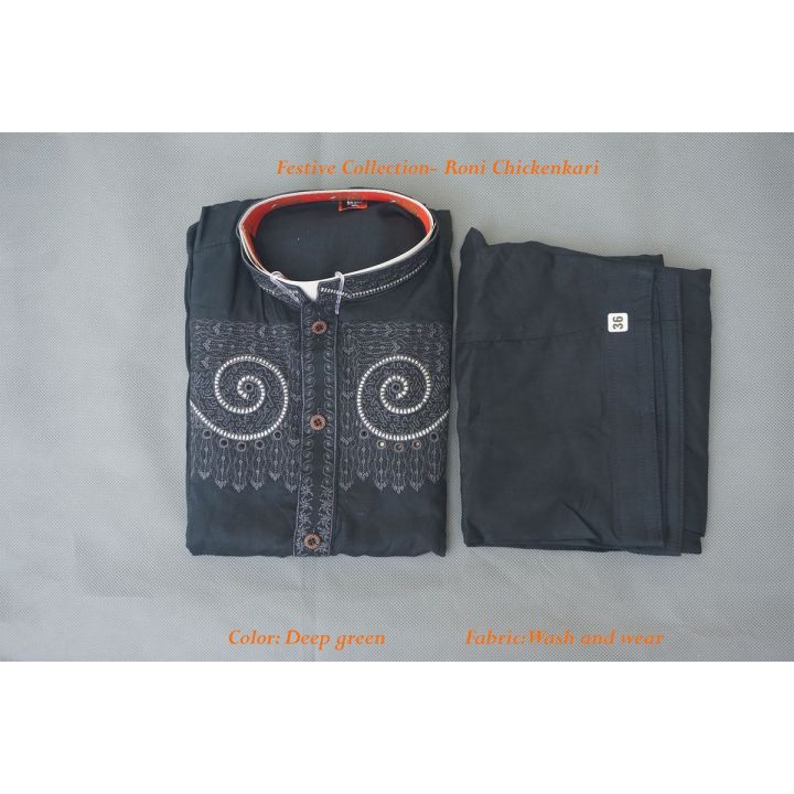 Kids kurta shalwar with embroidery on front for 7 to 16 years age/ Boys kameez shalwar best quality all colors for summers