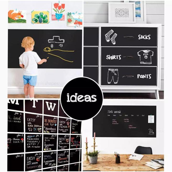 Green Board / White Board / Black Board Chalkboard Adhesive Sticker Sheet for Wall Removable Draw Erasable Learning Multifunction Black Board for Kids room School Supplies