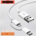 2 in 1 Micro USB cable Type C Cable Fast Charging Phone USB-C Data Cord For Xiaomi Samsung Huawei Oneplus Nokia USB PD V8 Cable. 