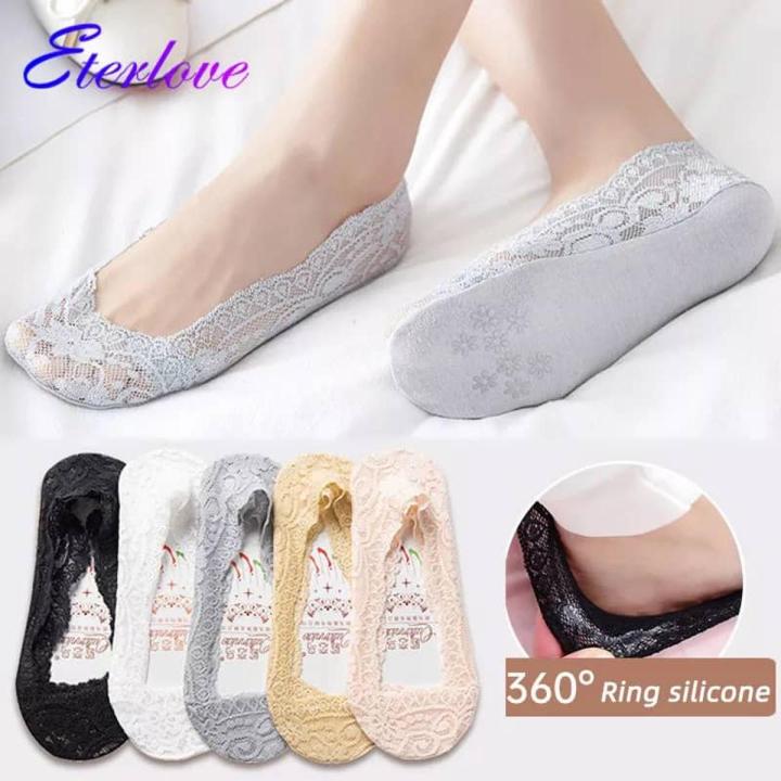5pair/lotwomen's Socks Invisible boat ,mesh lace thin short socks