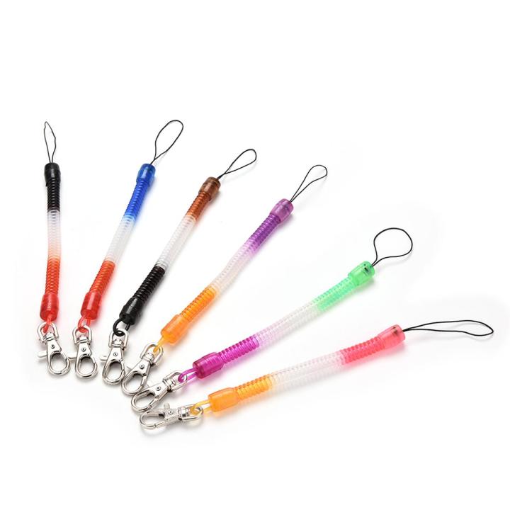 Random 1Pcs Retractable Plastic Spring Coil-Spiral Stretch Keychain Ring Chain Keyring