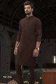Brown Suit Of Washing Wear Unstitched For Men (shalwar kameez). 