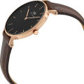 Daniel Wellington Black Dial Black Leather Strap Watch For Unisex DW00100165. 