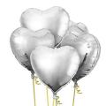 5 PCS Large Silver Heart Foil Balloons - Valentines Balloons Heart Shaped Foil Balloon for Valentines Day Wedding Balloon Party Decorations. 