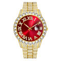 New TEMU Diamond Luxury Steel Belt Quartz Watch   Diamond Hip Hop Cuban Bracelet with Suit Watch. 