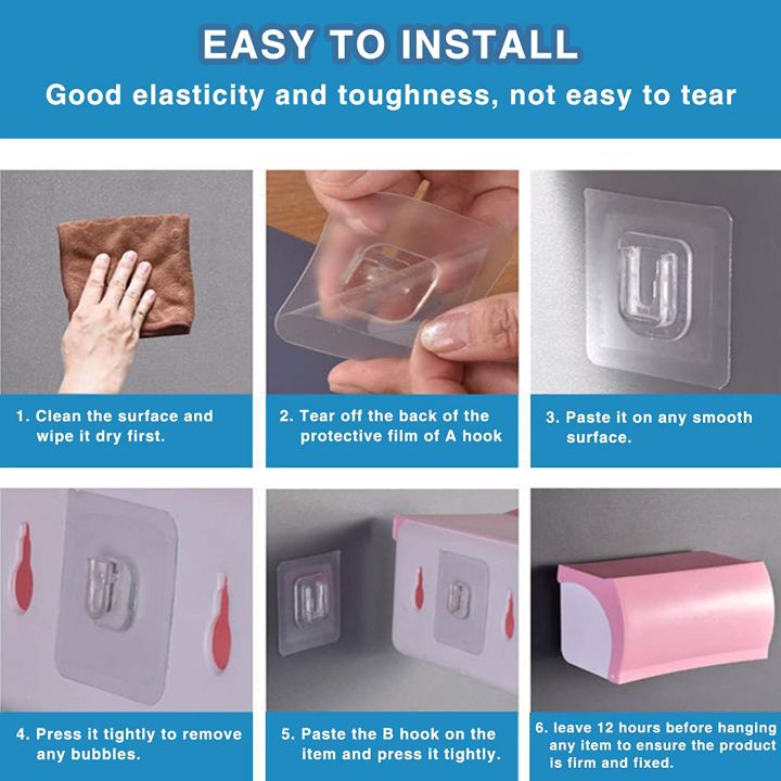 Techmanistan%201%20Pair%20-%20Self%20Adhesive%20Double%20Layer%20Wall%20Hooks,%20No%20Drill%20No%20Nail%20Double%20Sided%20Adhesive%20Wall%20Hooks%20-%20Image%205