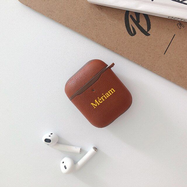 Luxury PU Leather Case Custom Name Text Logo Picture For Airpod Case Personal Design Soft Case Hot Customized Photo Letter Cover