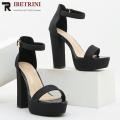 Women Block Heels Fashion Sandal Bling Glitter 4 Inches Heels Silver, Golden, Black. 
