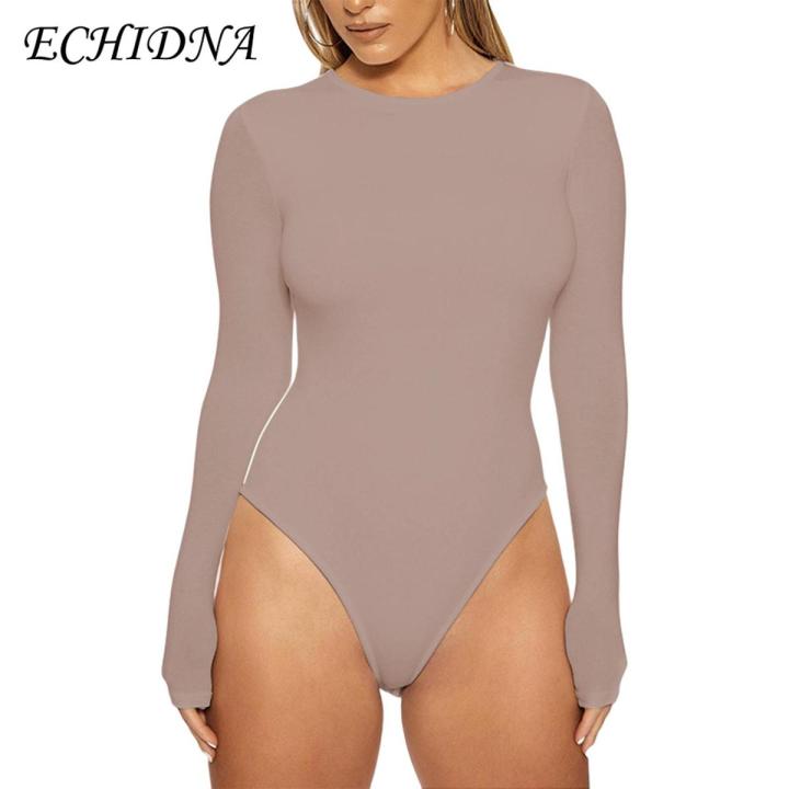 ECHIDNA Women Bodysuit Crew Neck Slim Fit Bodysuits Women Clothing