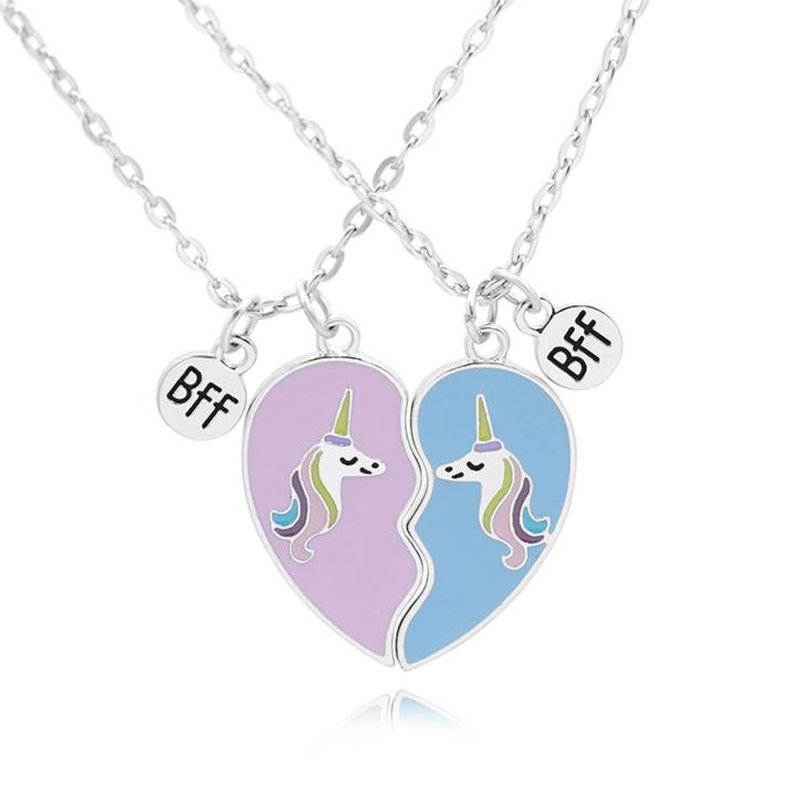Best Friends Necklace Broken 2 PCS Unicorn Love Stitching Friendship Necklaces Nicle