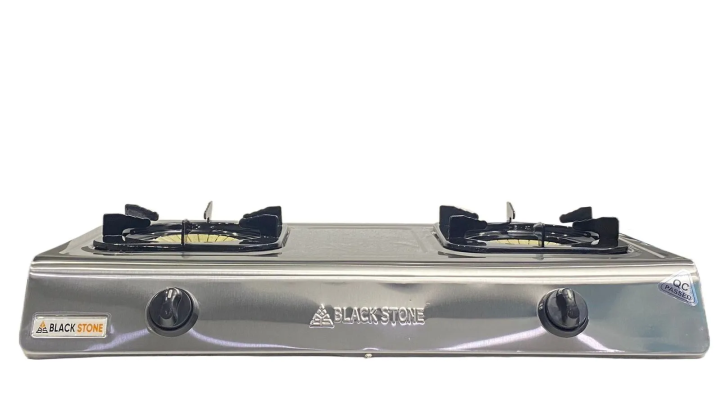 Black Stone 2 Burner Gas Stove Stainless Steel Black/Silver