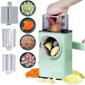 Potato Slicer Upgraded Hand Crank Vegetable Cutter Rotary Cheese Graters Multifunctional Chopper Veget Shredders Fruit Kitchen Tool with 3 Stainless Steel Drum Blades for Vegetables. 