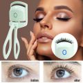 Green Eyelash Curler Portable Electric Heated Perm Comb USB Rechargeable Long Lasting Eyelashes Thermal Curler Makeup Tools. 