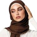 Crimp Hijab Premium Soft Cotton Hijab Scarf/Scarf - Lightweight Iron-Free Fabric Crinkle Crimp Hijab Scarf Hejab Cotton Crimps Scarf Stoller for women & Girls. 