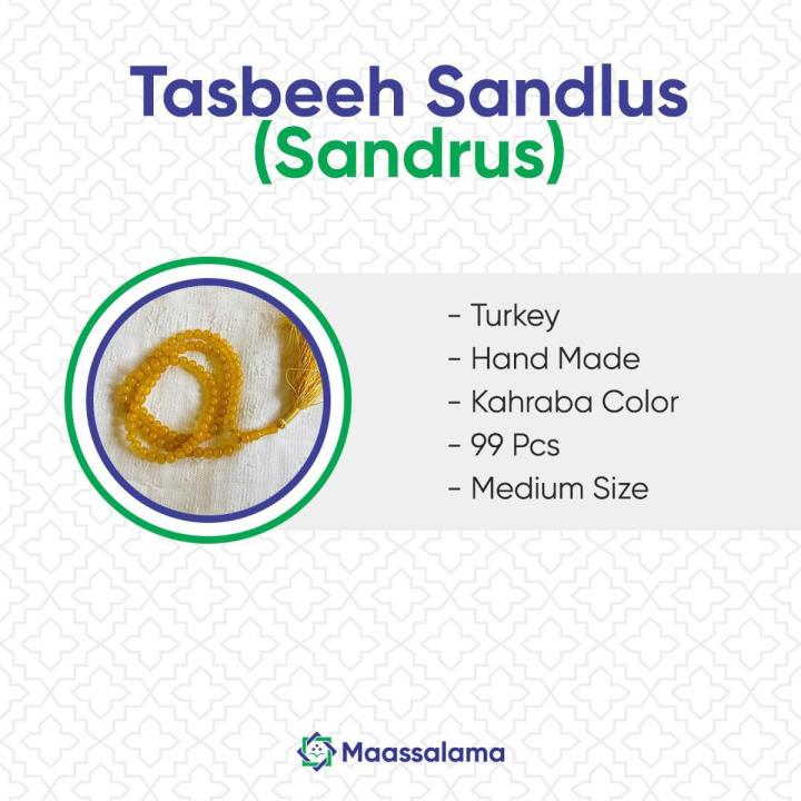 MaAssalama Tasbeeh Sandrus\Sandlus | Turkish Hand Made Counter | Hand Made Tasbeeh | Prayer Beads | High Qualitu Tasbih | Hajj & Umrah Products | Hajj Accessories | Umrah Gadgets | Medium Size 99 Beads Tasbeeh Counter