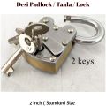 Desi Tala Heavy Duty Padlock Brass Size 2" with 2 keys Size (50mm). 