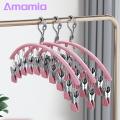 Clothes Hanger with 10 Pegs Space-saving Stainless Steel Sock Hanger with 10 Clips Waterproof Laundry Rack for Southeast Asian Buyers. 